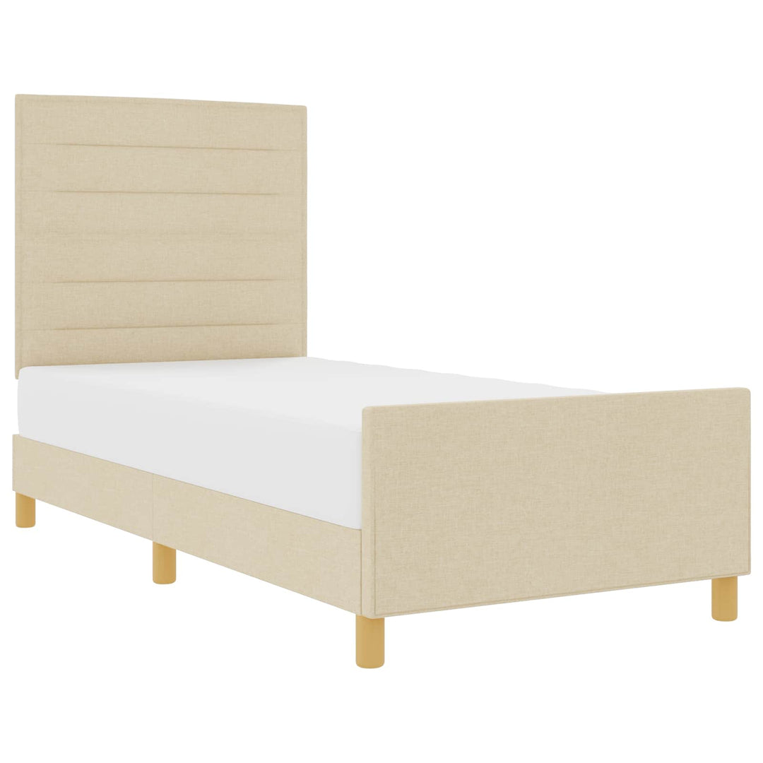 Sengestel med hovedgærde Creme 90 x 200 cm Stof