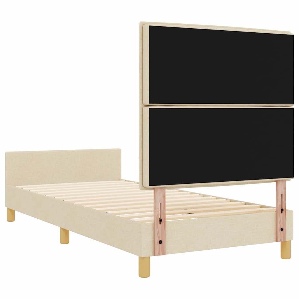 Sengestel med hovedgærde Creme 90 x 200 cm Stof