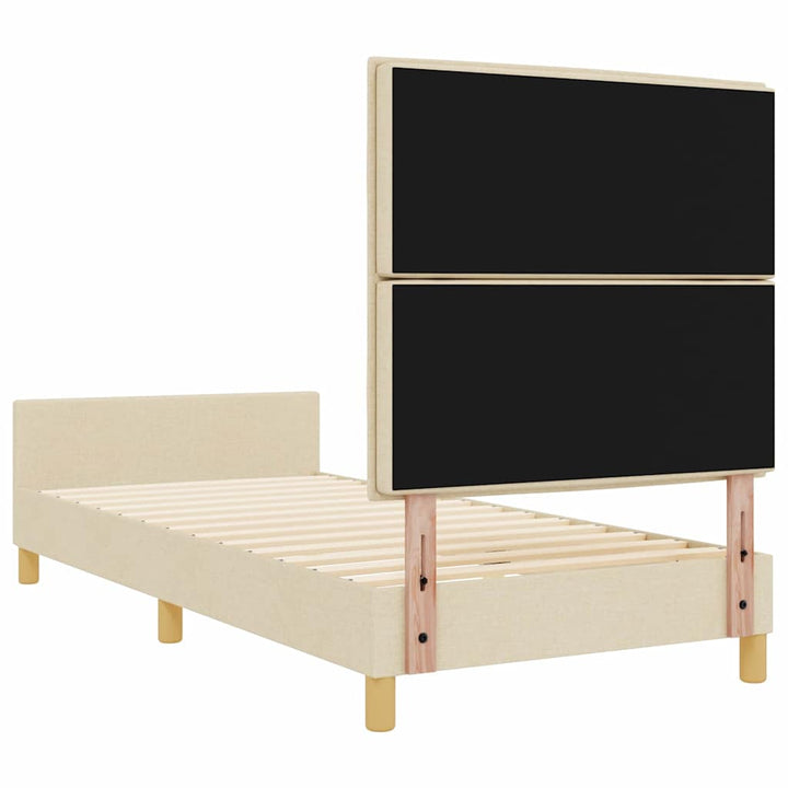 Sengestel med hovedgærde Creme 90 x 200 cm Stof