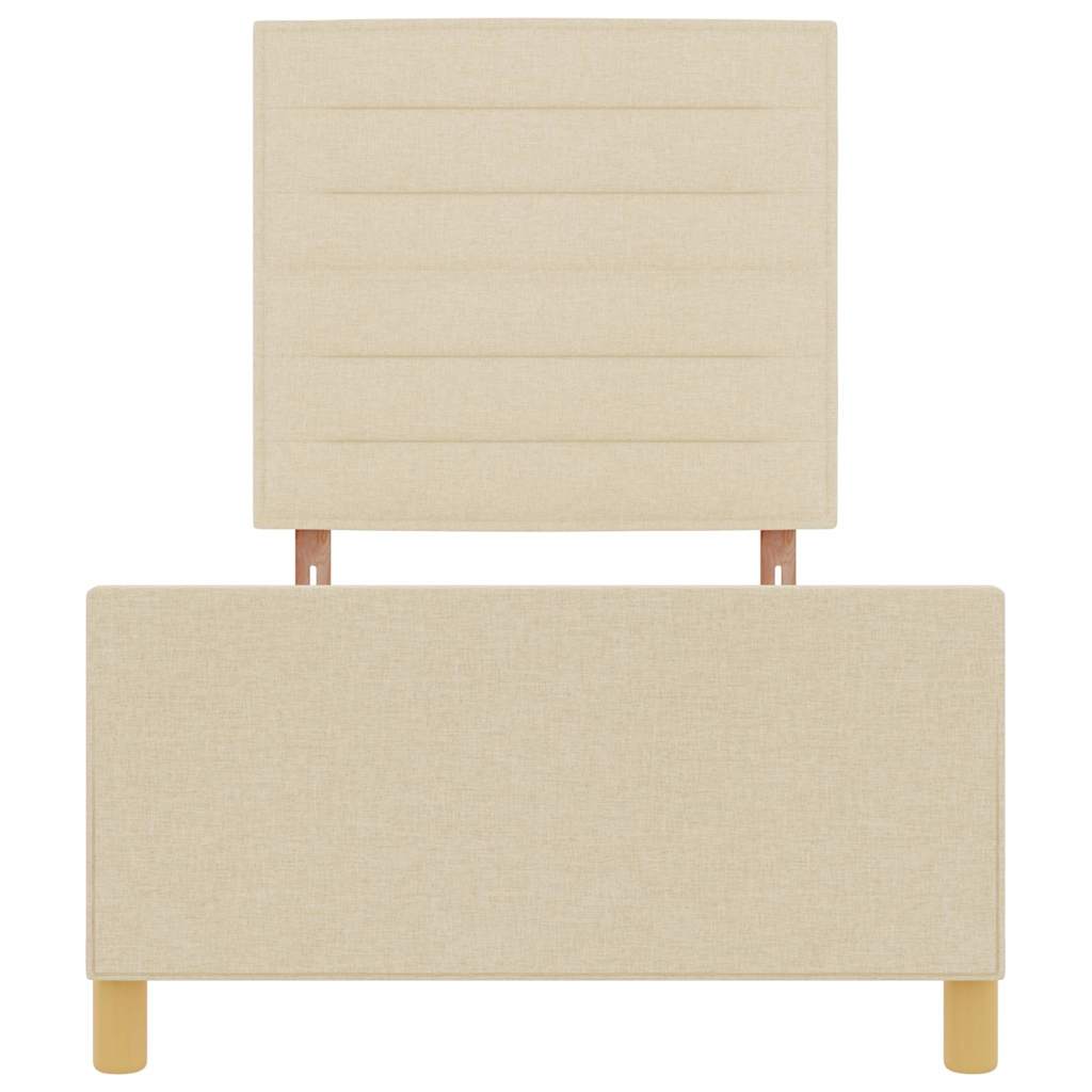 Sengestel med hovedgærde Creme 90 x 200 cm Stof