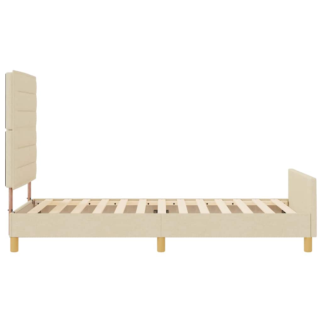 Sengestel med hovedgærde Creme 90 x 200 cm Stof