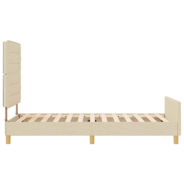 Sengestel med hovedgærde Creme 90 x 200 cm Stof