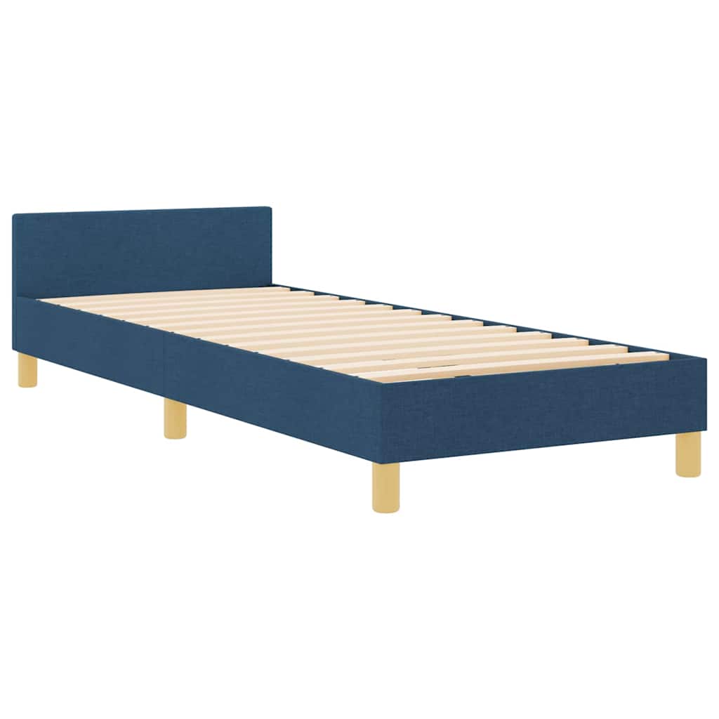 Sengestel med hovedgærde Blå 90 x 200 cm Stof