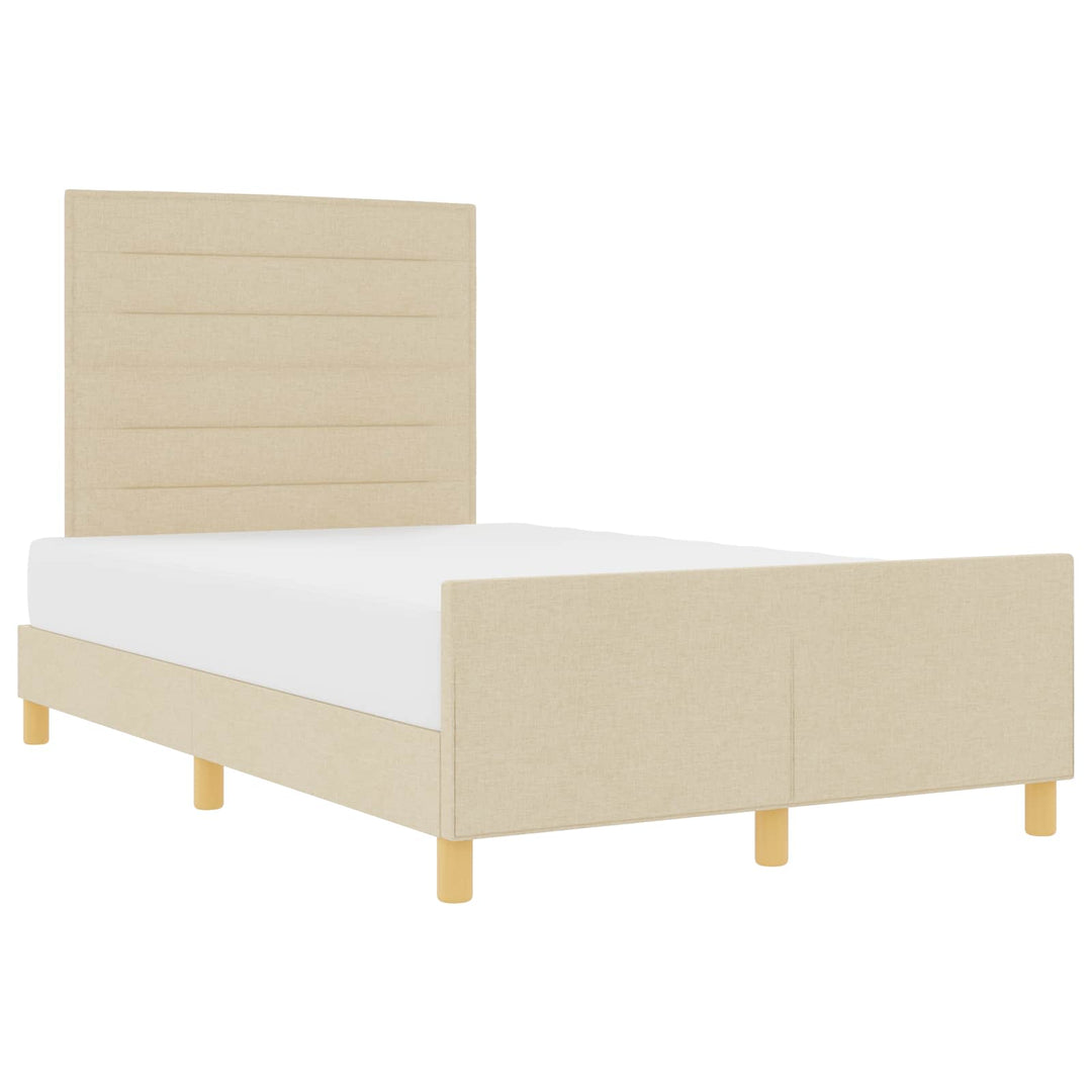 Sengestel med hovedgærde Creme 120 x 190 cm Stof