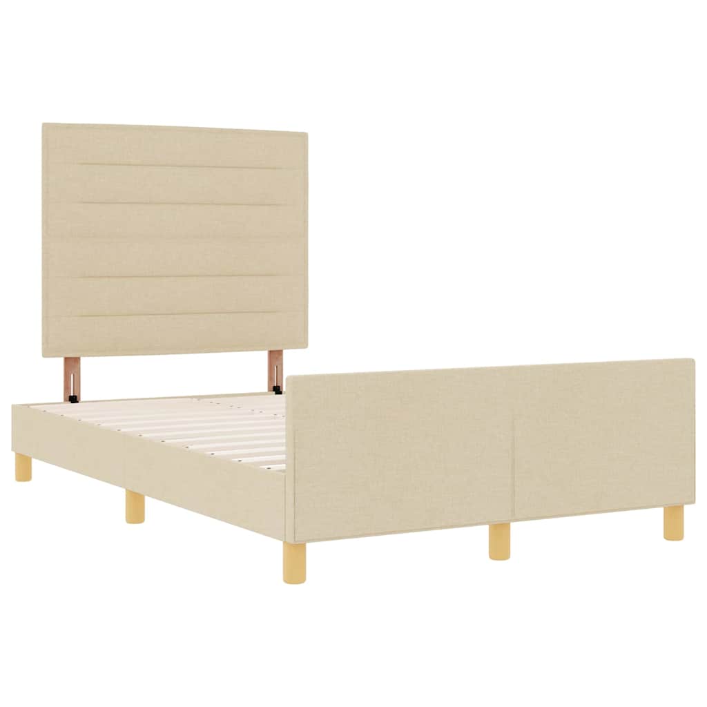 Sengestel med hovedgærde Creme 120 x 190 cm Stof