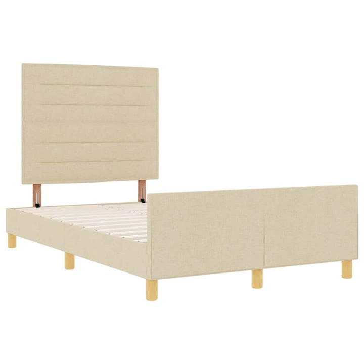 Sengestel med hovedgærde Creme 120 x 190 cm Stof