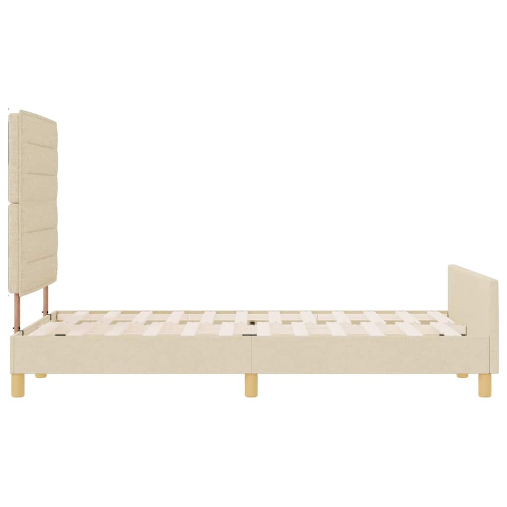 Sengestel med hovedgærde Creme 120 x 190 cm Stof