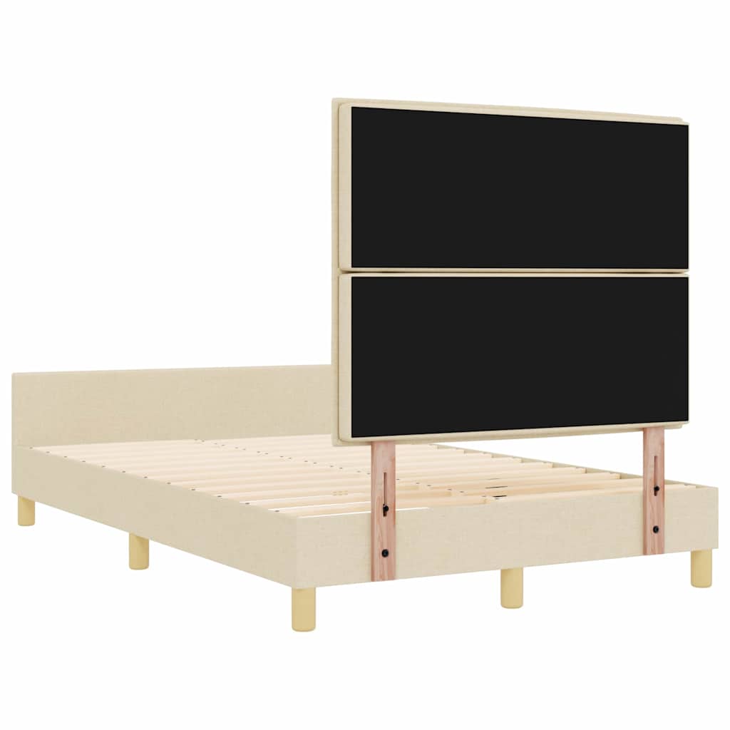 Sengestel med hovedgærde Creme 140 x 190 cm Stof