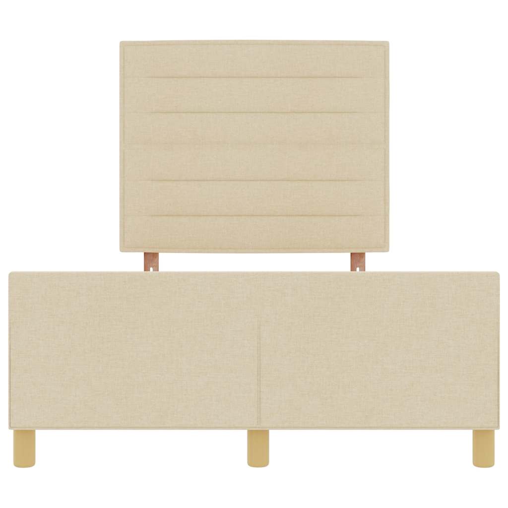 Sengestel med hovedgærde Creme 140 x 190 cm Stof