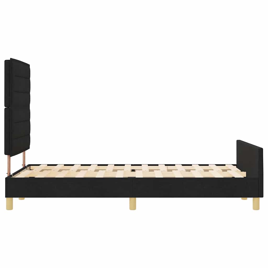 Sengestel med hovedgærde Sort 140 x 200 cm Stof