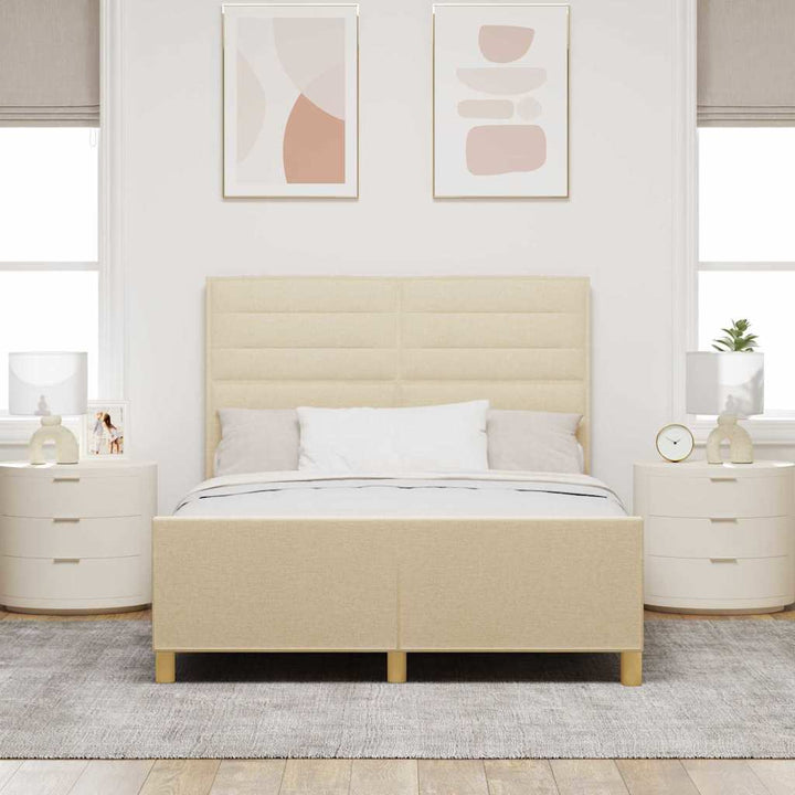 Sengestel med hovedgærde Creme 140 x 200 cm Stof