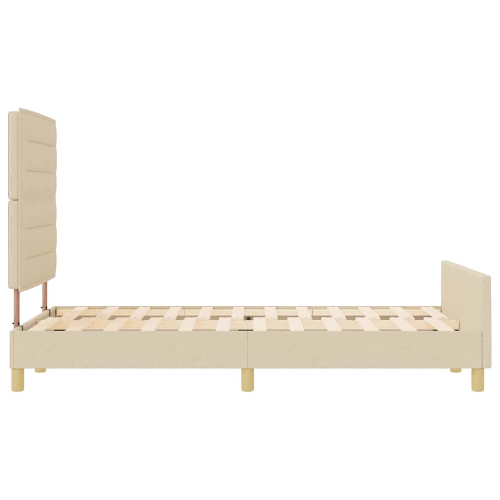 Sengestel med hovedgærde Creme 140 x 200 cm Stof