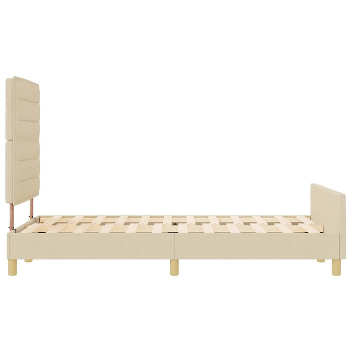 Sengestel med hovedgærde Creme 140 x 200 cm Stof