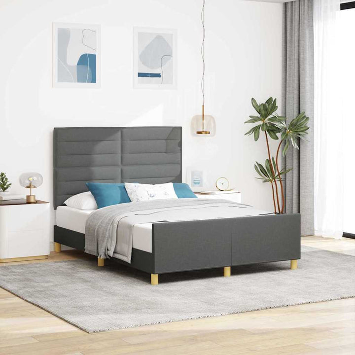 Sengestel med hovedgærde Mørkegrå 160 x 200 cm Stof