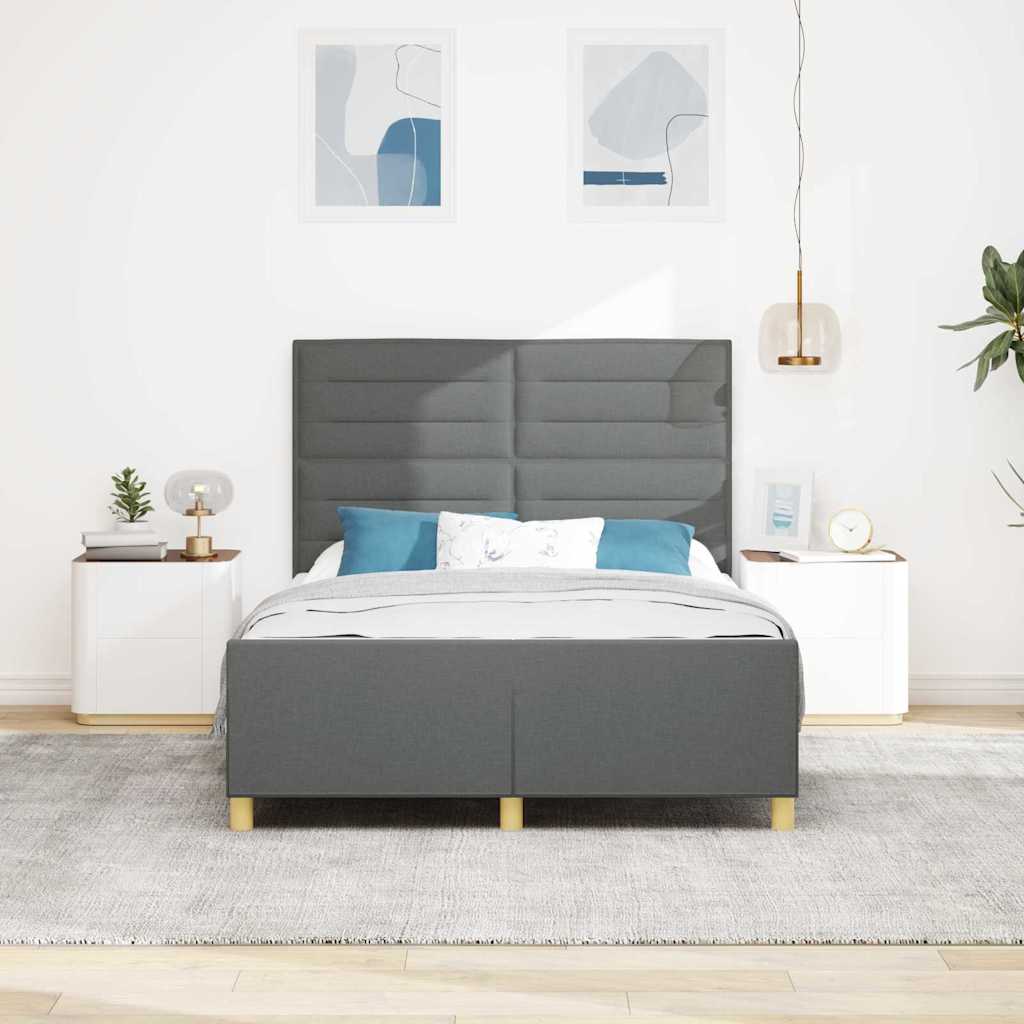 Sengestel med hovedgærde Mørkegrå 160 x 200 cm Stof