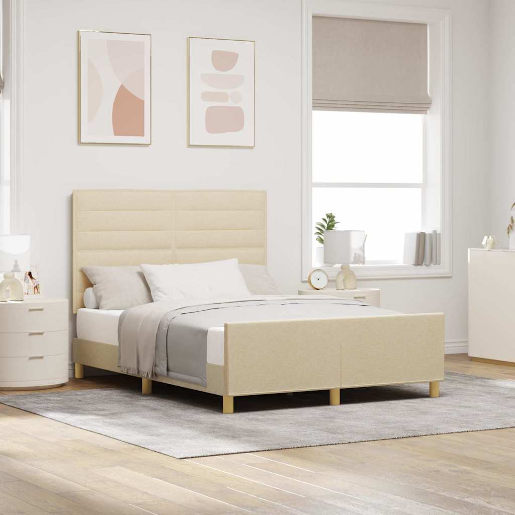 Sengestel med hovedgærde Creme 160 x 200 cm Stof