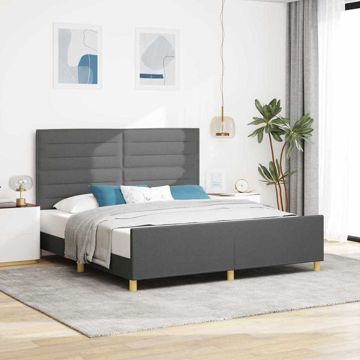 Sengestel med hovedgærde Mørkegrå 180 x 200 cm Stof
