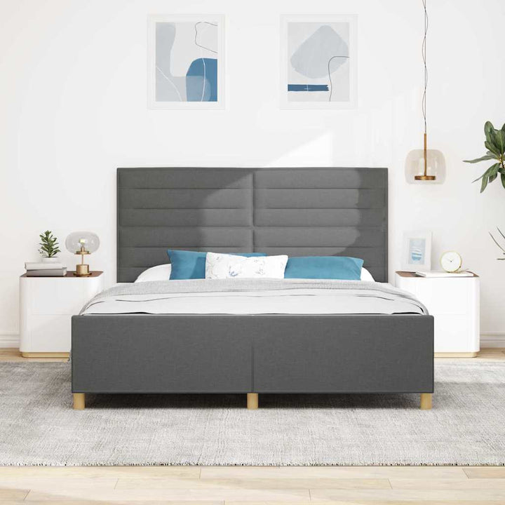 Sengestel med hovedgærde Mørkegrå 180 x 200 cm Stof