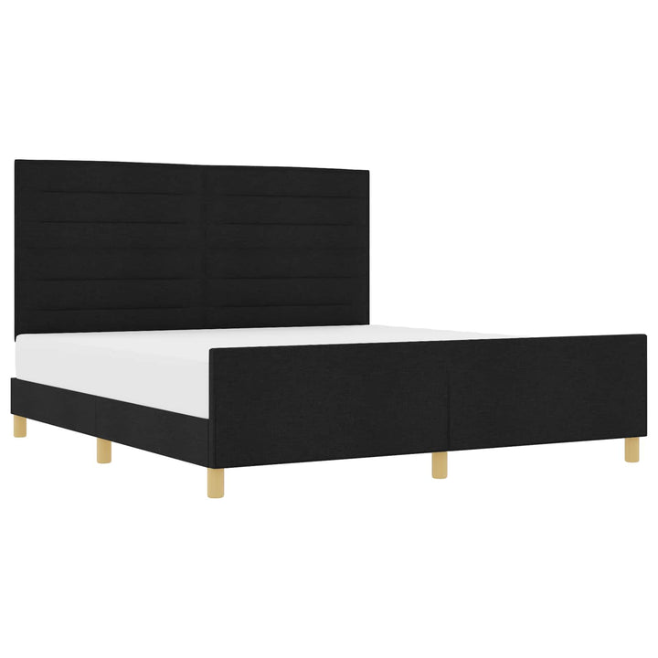 Sengestel med hovedgærde Sort 180 x 200 cm Stof