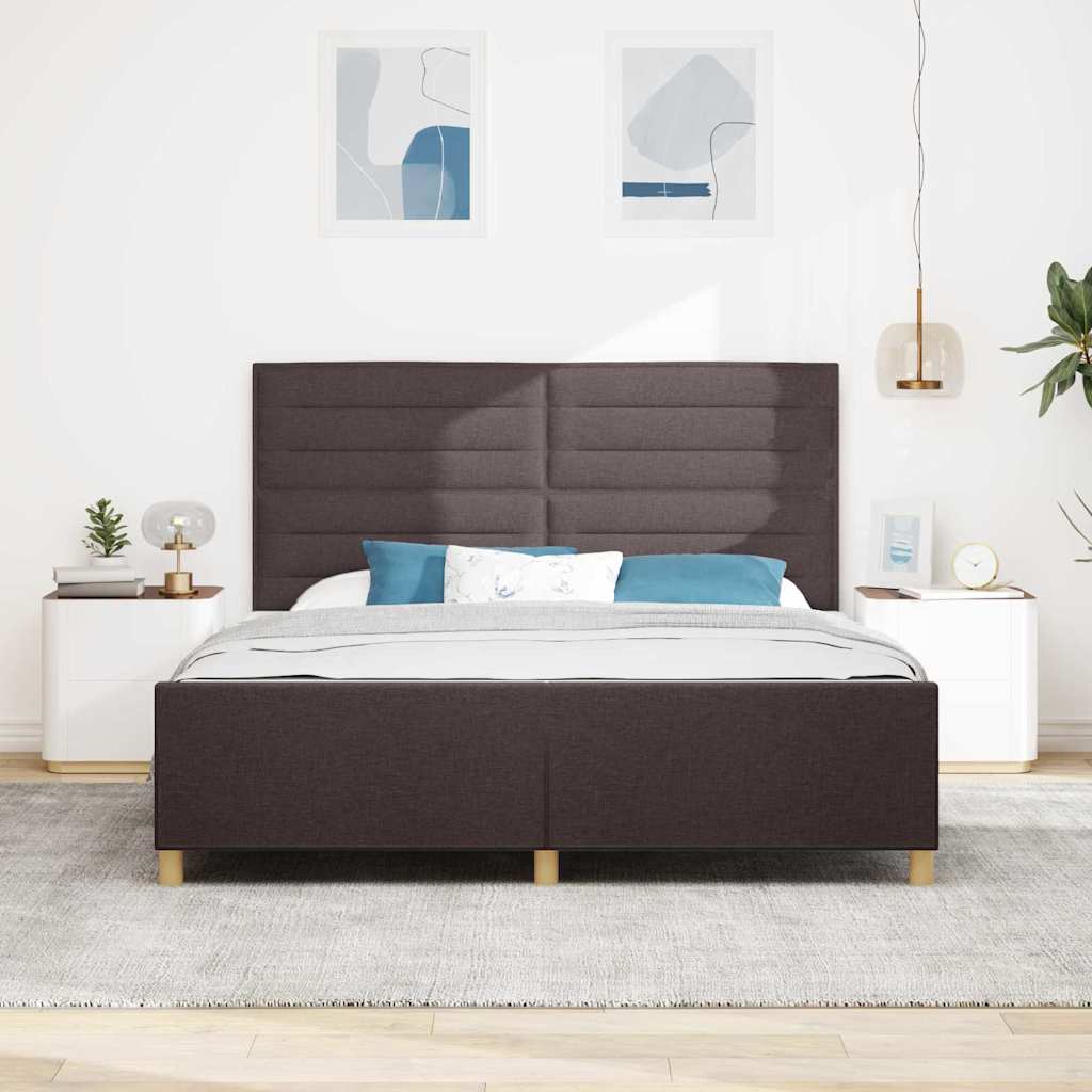 Sengestel med hovedgærde Mørkebrun 180 x 200 cm Stof
