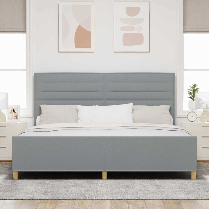 Sengestel med hovedgærde Lysegrå 200 x 200 cm Stof