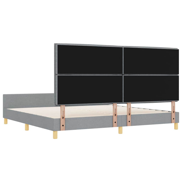 Sengestel med hovedgærde Lysegrå 200 x 200 cm Stof