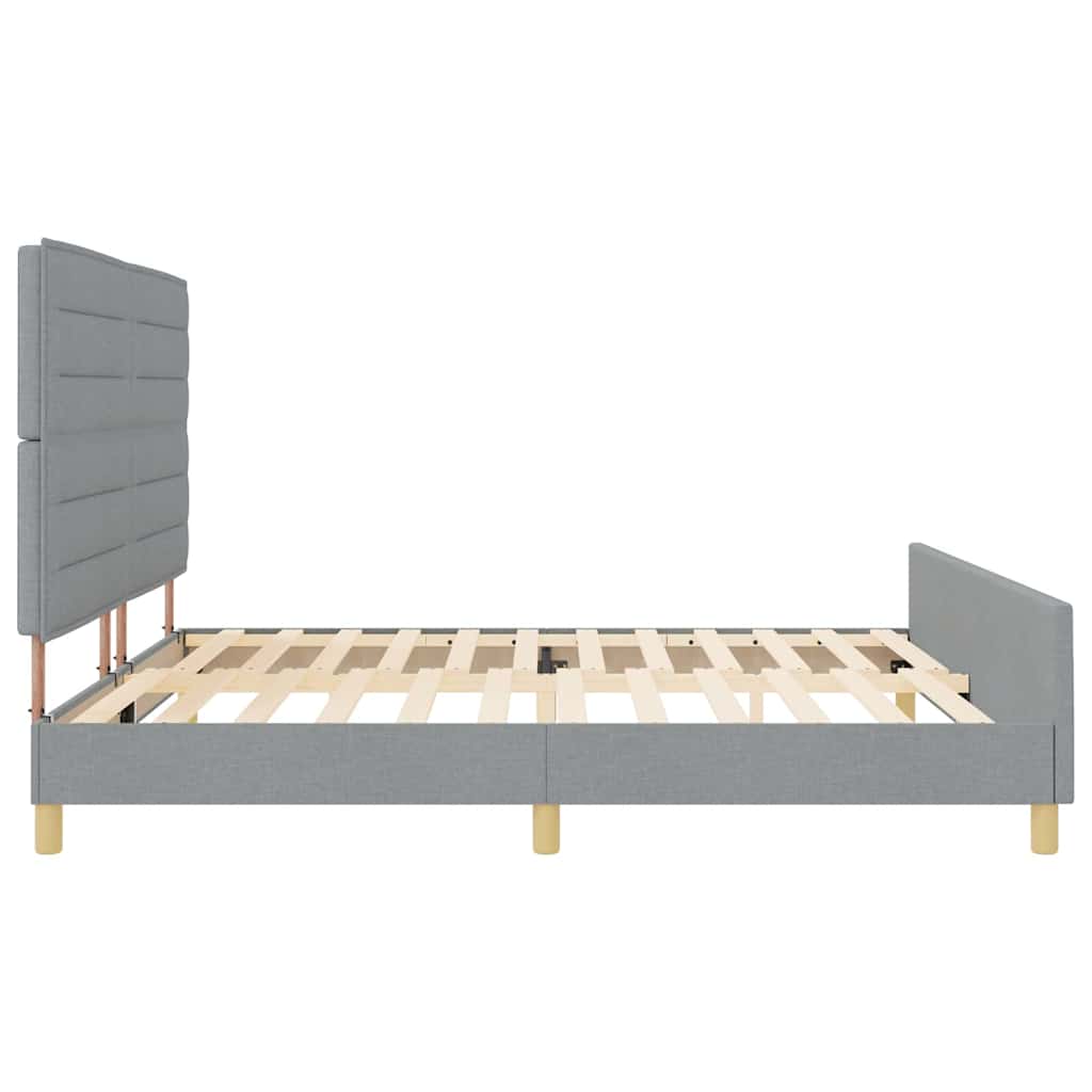 Sengestel med hovedgærde Lysegrå 200 x 200 cm Stof