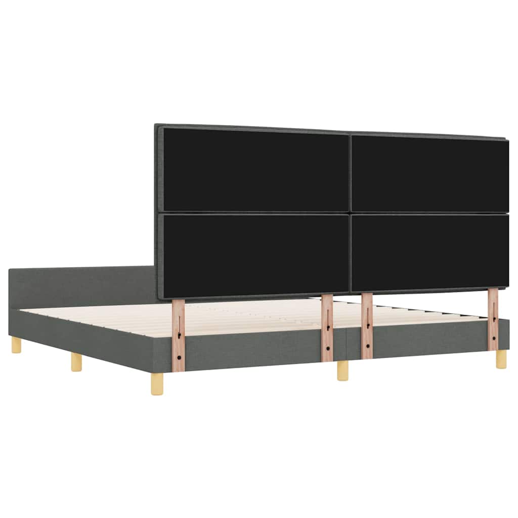 Sengestel med hovedgærde Mørkegrå 200 x 200 cm Stof