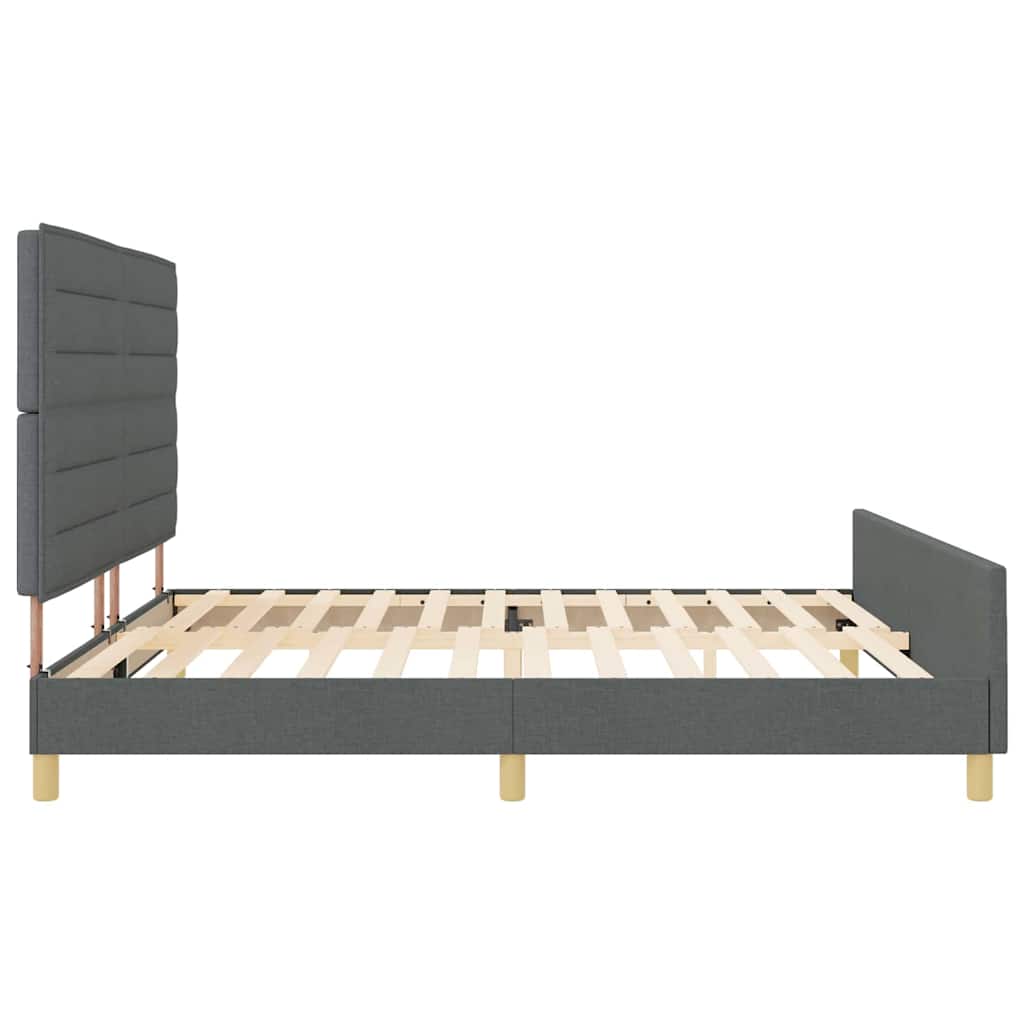 Sengestel med hovedgærde Mørkegrå 200 x 200 cm Stof