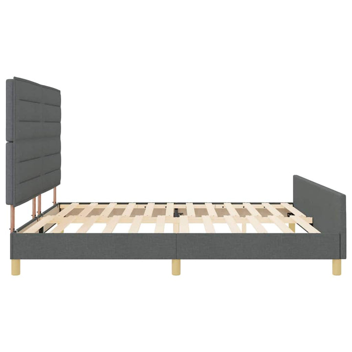 Sengestel med hovedgærde Mørkegrå 200 x 200 cm Stof