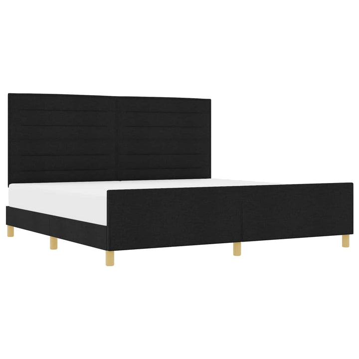 Sengestel med hovedgærde Sort 200 x 200 cm Stof