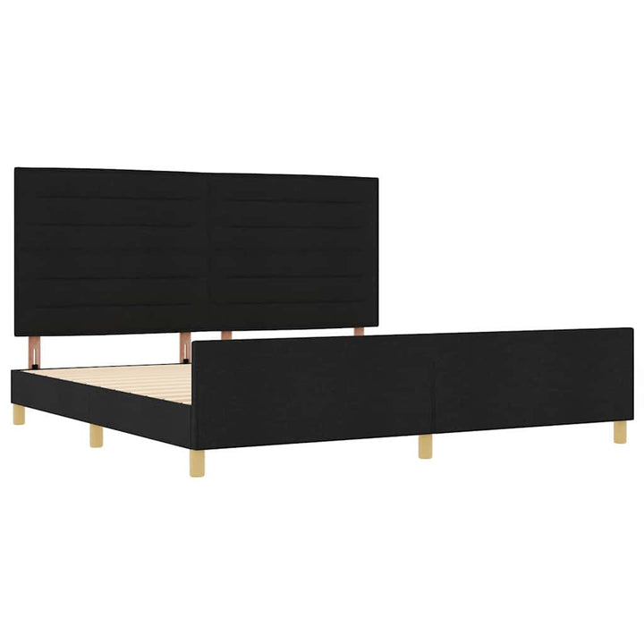 Sengestel med hovedgærde Sort 200 x 200 cm Stof
