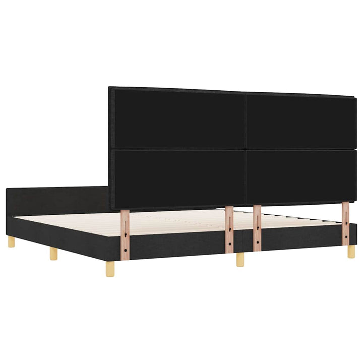 Sengestel med hovedgærde Sort 200 x 200 cm Stof