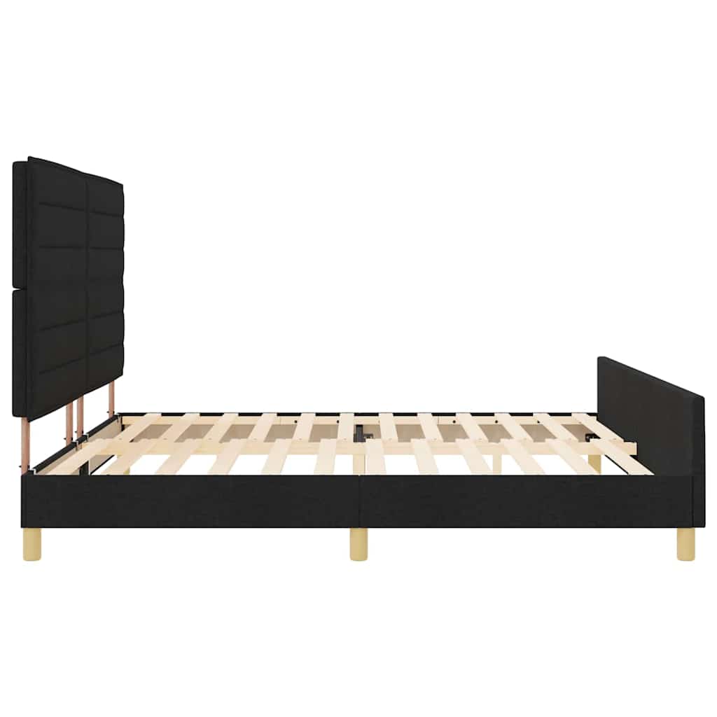 Sengestel med hovedgærde Sort 200 x 200 cm Stof