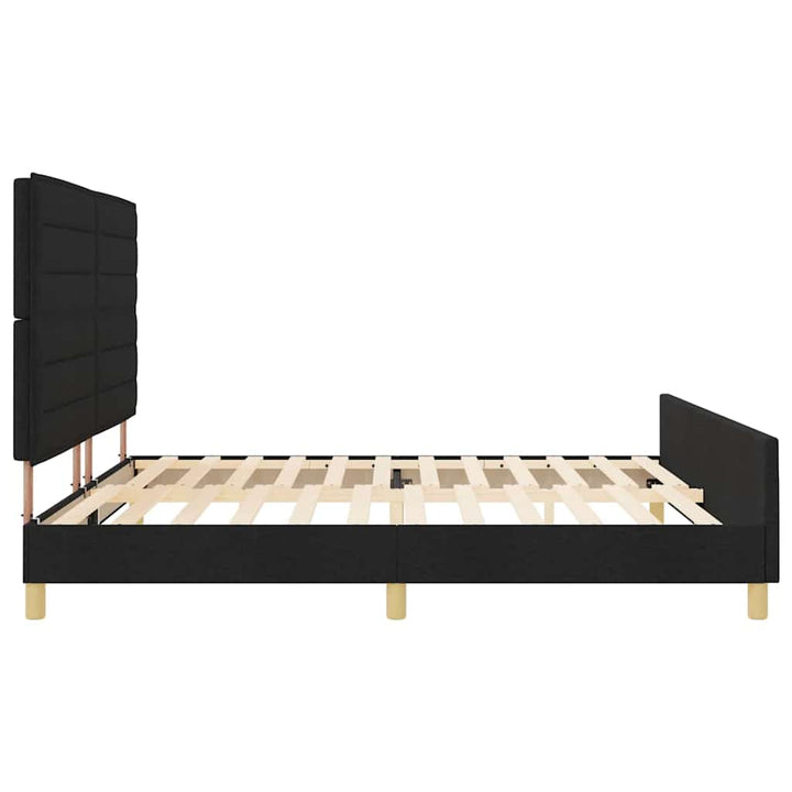 Sengestel med hovedgærde Sort 200 x 200 cm Stof