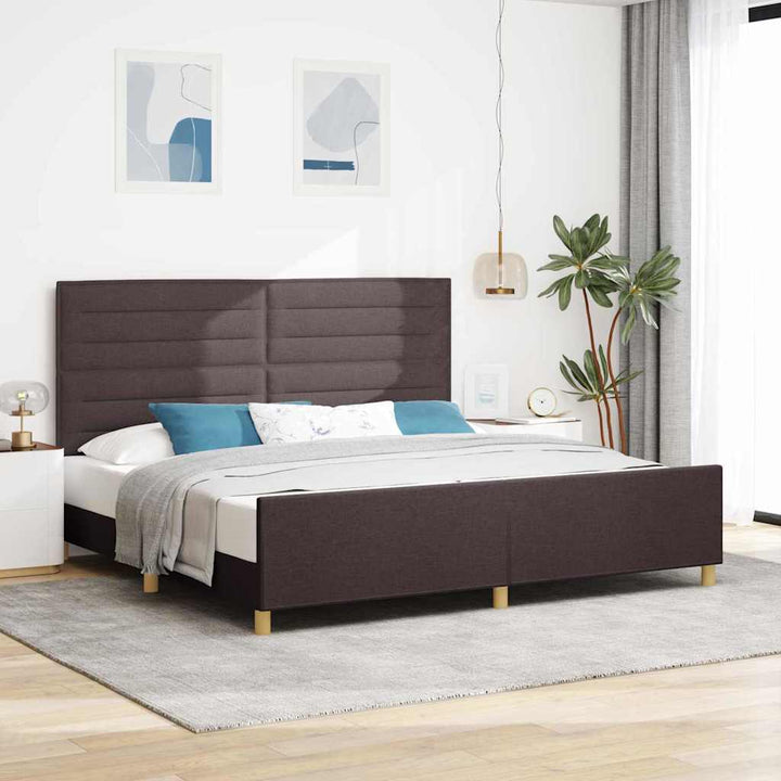 Sengestel med hovedgærde Mørkebrun 200 x 200 cm Stof