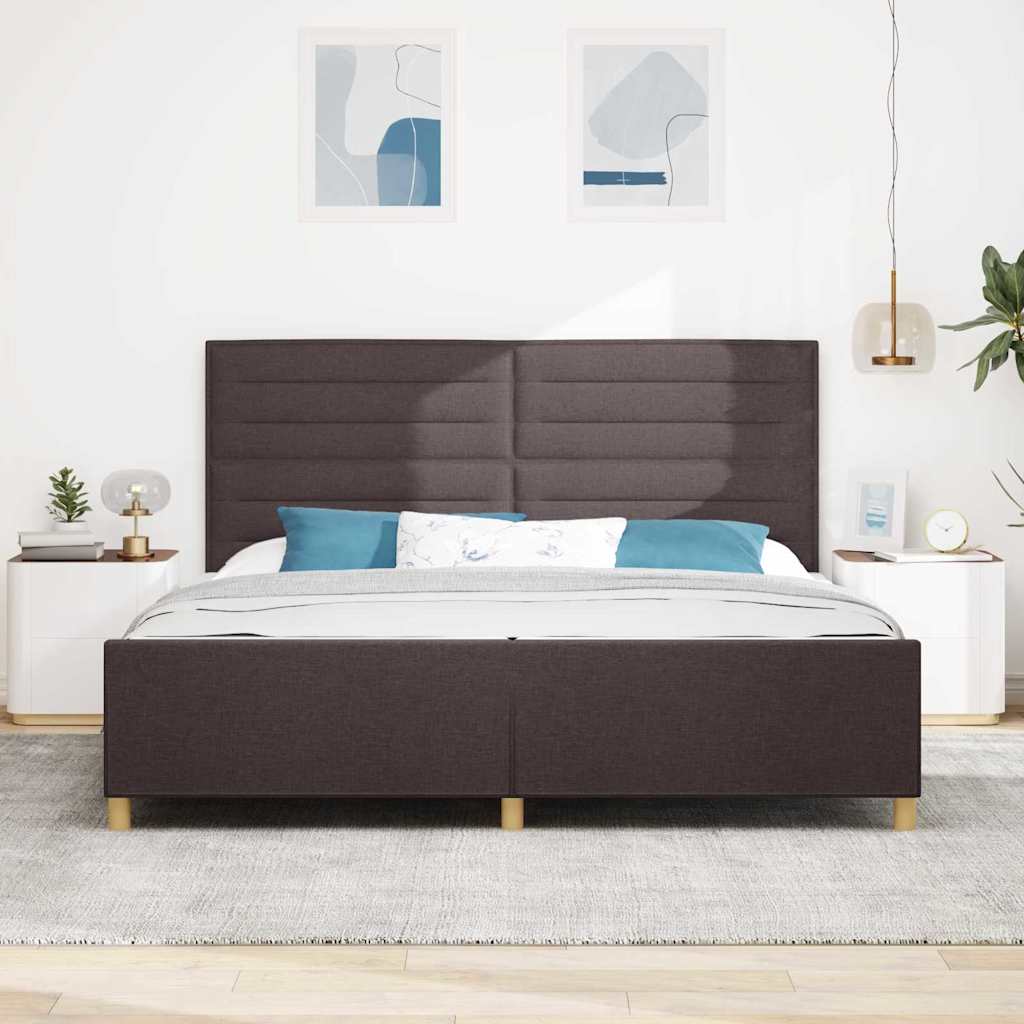 Sengestel med hovedgærde Mørkebrun 200 x 200 cm Stof