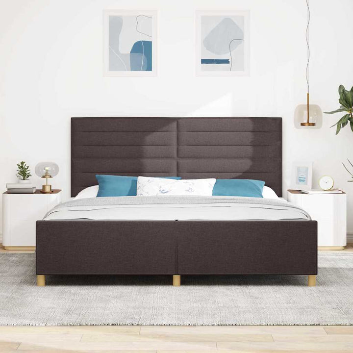 Sengestel med hovedgærde Mørkebrun 200 x 200 cm Stof