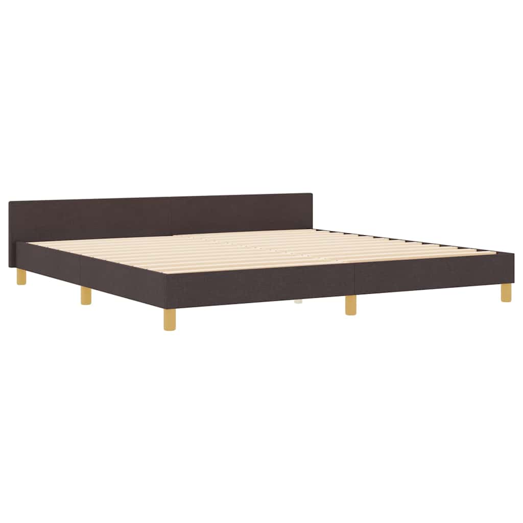 Sengestel med hovedgærde Mørkebrun 200 x 200 cm Stof