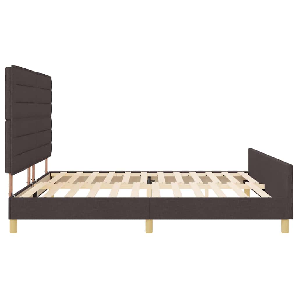 Sengestel med hovedgærde Mørkebrun 200 x 200 cm Stof