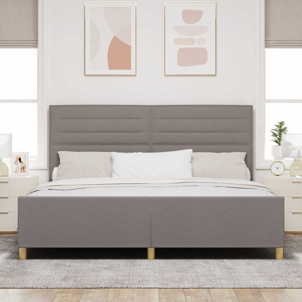 Sengestel med hovedgærde Gråbrun 200 x 200 cm Stof