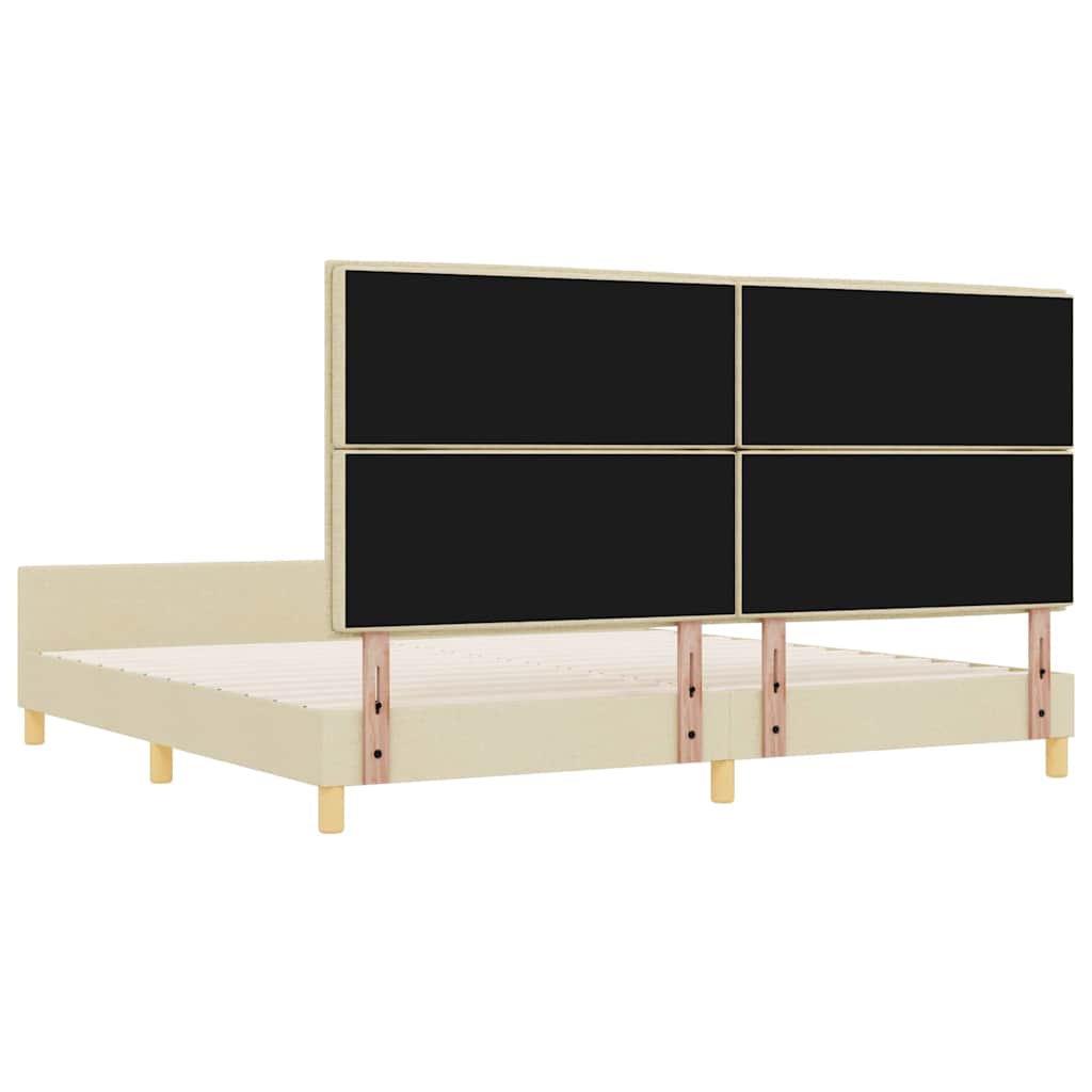 Sengestel med hovedgærde Creme 200 x 200 cm Stof