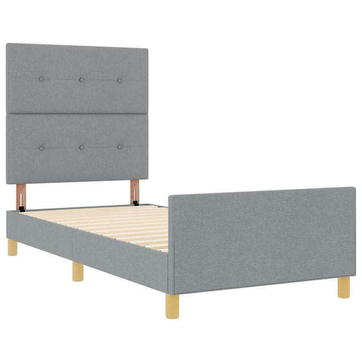 Sengestel med hovedgærde Lysegrå 80 x 200 cm Stof