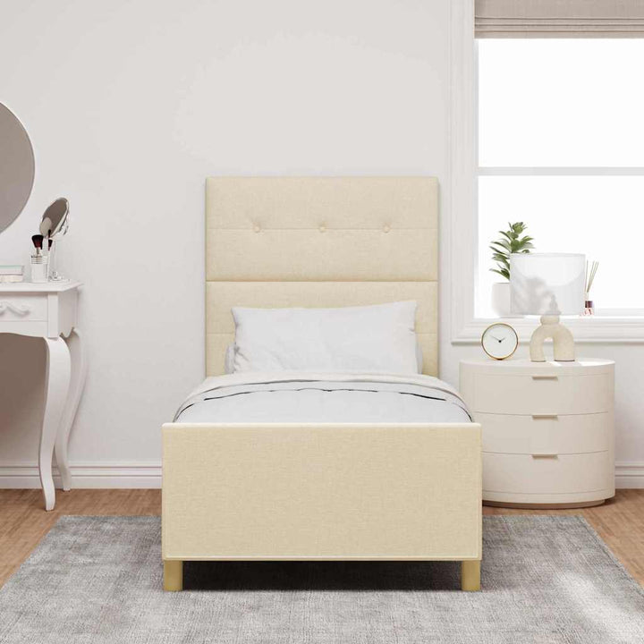 Sengestel med hovedgærde Creme 80 x 200 cm Stof