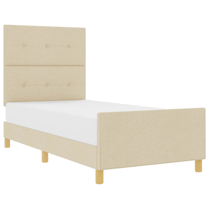 Sengestel med hovedgærde Creme 80 x 200 cm Stof