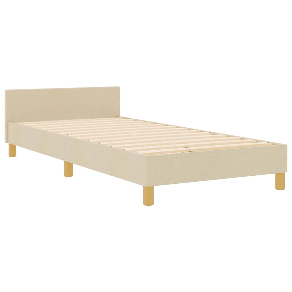 Sengestel med hovedgærde Creme 80 x 200 cm Stof