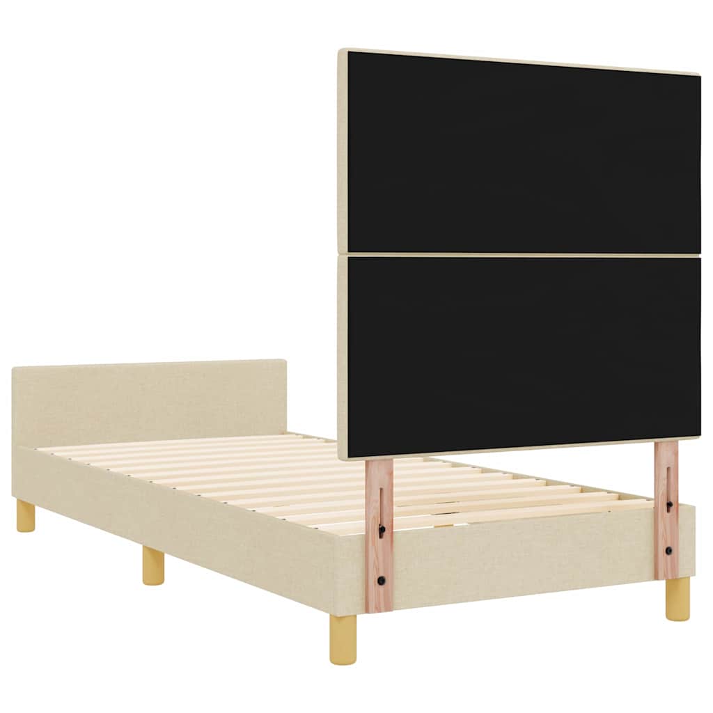 Sengestel med hovedgærde Creme 80 x 200 cm Stof