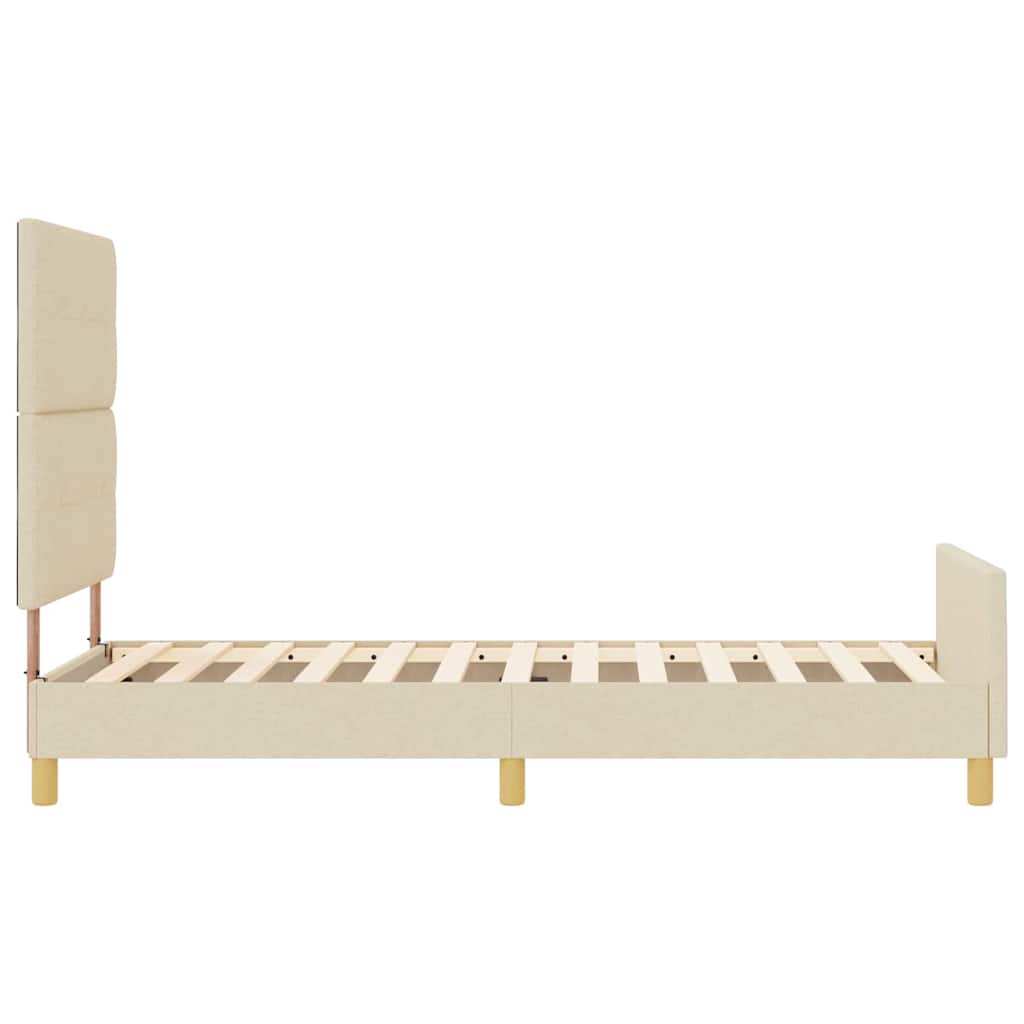 Sengestel med hovedgærde Creme 80 x 200 cm Stof