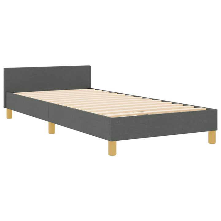 Sengestel med hovedgærde Mørkegrå 90 x 190 cm Stof