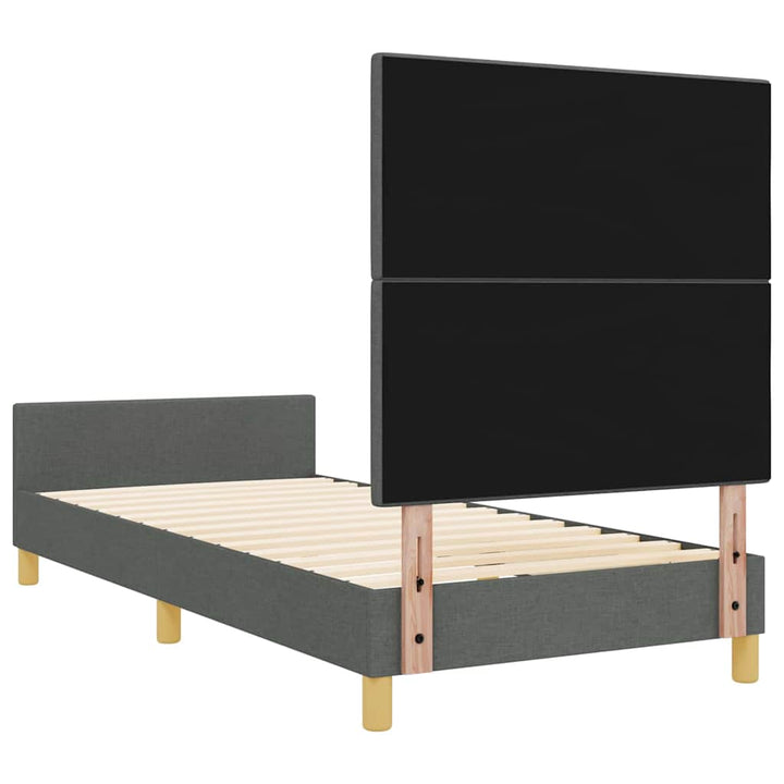 Sengestel med hovedgærde Mørkegrå 90 x 190 cm Stof